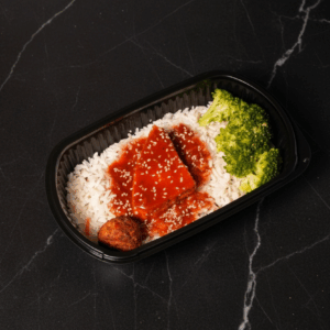 Korean tuna steak served with rice. (2)