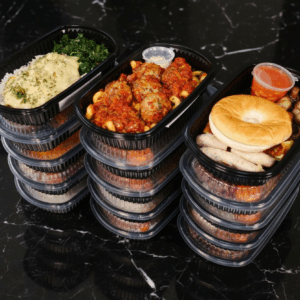 15 meal prep boxes with 3 boxes open