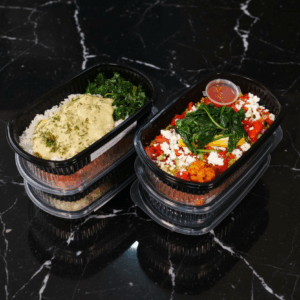 Meal box prep with two boxes open